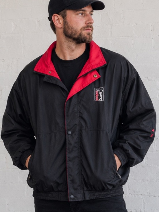 PGA Tour Other - PGA TOUR XL Black & Red Convertible Windbreaker Jacket – Detachable Sleeves